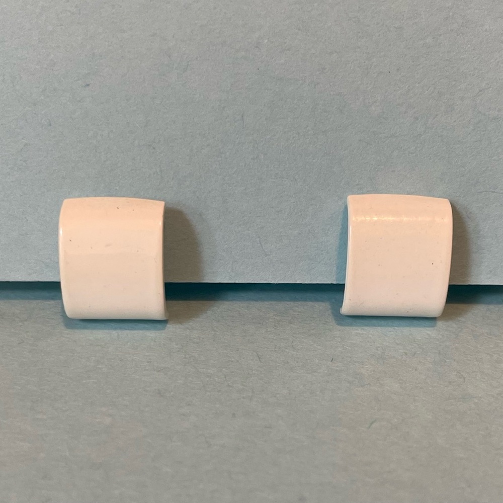 White Square Clip-On Earrings